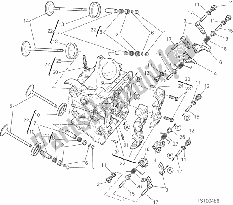 Todas as partes de Cabeça Horizontal do Ducati Hypermotard Hyperstrada Thailand 821 2015